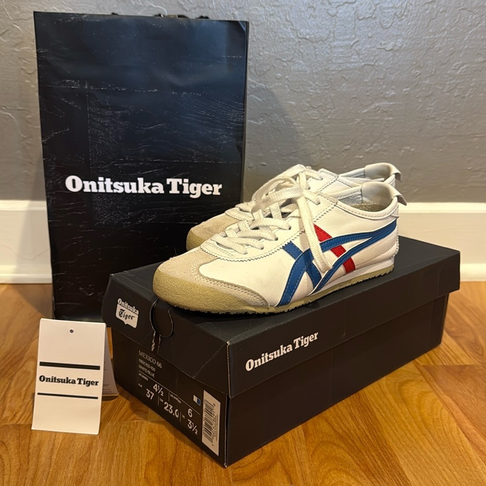 Asics Onitsuka Tiger Mexico 66 White/Blue (red) women’s size 6 EUR 37 unisex 4.5